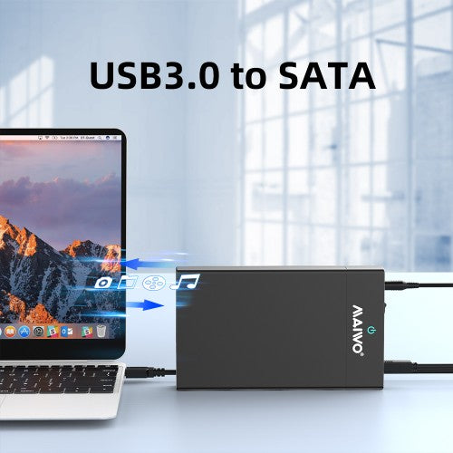 MAIWO USB3.0 to SATA 2.5/3.5 Inch SSD/HDD External Hard Drive Enclosure Transfer Speed Up to 5Gbps, Tool Free, Slide Deisign, Black