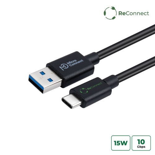 Microconnect ECO-USB3.2CA1 USB cable USB 3.2 Gen 2 (3.1 Gen 2) 1 m USB A USB C Black