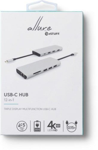 eSTUFF ES623009 interface hub USB 3.2 Gen 1 (3.1 Gen 1) Type-C 5000 Mbit/s Grey