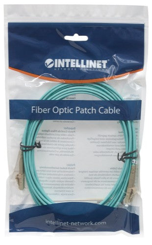 Intellinet Fiber Optic Patch Cable, OM3, LC/LC, 1m, Aqua, Duplex, Multimode, 50/125 µm, LSZH, Fibre, Lifetime Warranty
