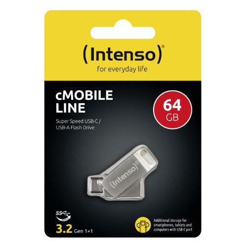 Intenso cMobile Line USB flash drive 64 GB USB Type-A / USB Type-C 3.2 Gen 1 (3.1 Gen 1) Silver