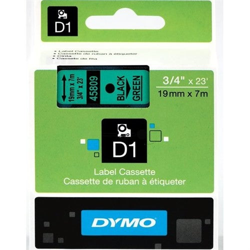 Dymo 45809/S0720890 DirectLabel-etikettes black on green 19mm x 7m for Dymo D1 6-19mm/24mm/400 Duo