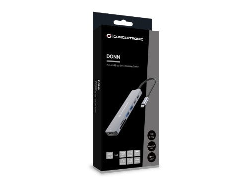 Conceptronic DONN28G 7-in-1 USB 3.2 Gen 1 Docking Station, 4K60Hz HDMI, USB-A 5Gbps x 2, USB-C 5Gbps, SD, TF/MicroSD, 100W USB PD
