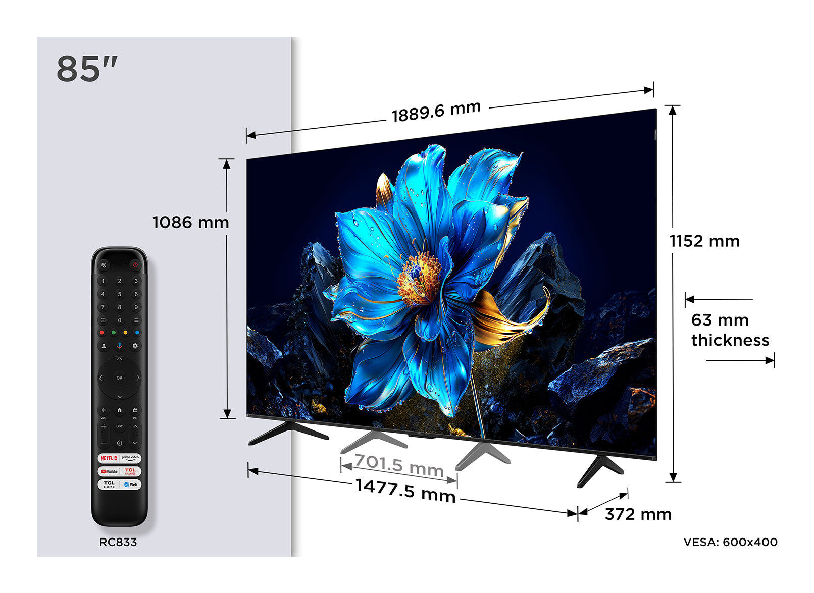 TCL 85" P7K QLED 4K Ultra HD Smart TV | 85P7K