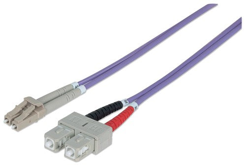 Intellinet Fiber Optic Patch Cable, OM4, LC/SC, 2m, Violet, Duplex, Multimode, 50/125 µm, LSZH, Fibre, Lifetime Warranty