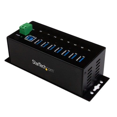 StarTech.com 7-Port Industrial USB 3.0 Hub with ESD Protection~7-Port USB 3.0 Hub (5Gbps) - Metal Industrial USB-A Hub with ESD Protection & 350W Surge Protection - Din Rail, Wall or Desk Mountable - TAA Compliant USB Expander Hub