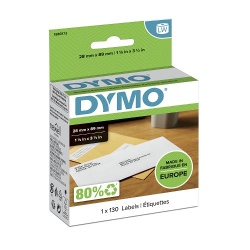 Dymo 1983173 DirectLabel-etikettes white 28mm x 89mm Pack=130 for Dymo Etiketten 10cm/5XL 10cm/LW 550 60mm/60mm