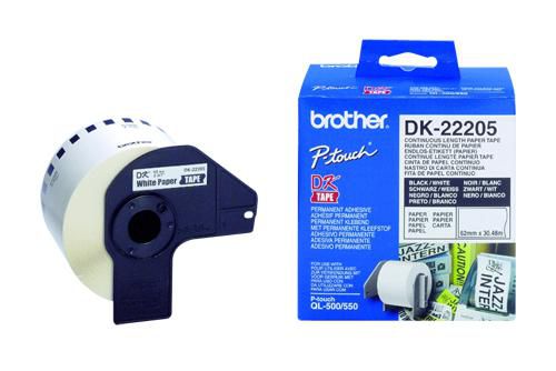 Brother DK-22205 DirectLabel Etikettes white 62mm x 30,48m for Brother P-Touch QL/700/800/QL 12-102mm/QL 12-103.6mm