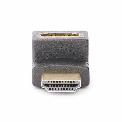 StarTech.com Down Angle HDMI 2.0 Adapter, Male to Female, Vertical 90-Degree Angled HDMI Port Saver, 4K 60Hz, High Speed HDMI Connector Extension, M/F