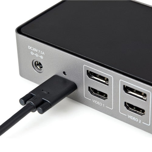 StarTech.com USB-C & USB-A Dock - Hybrid Universal Triple Monitor Laptop Docking Station DisplayPort & HDMI 4K 60Hz - 85W Power Delivery, 6x USB Hub, GbE, Audio - USB 3.1 Gen 2 10Gbps - TAA