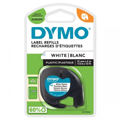 Dymo 91221/S0721660 DirectLabel-etikettes Polyester white 12mm x 4m for Dymo LetraTag