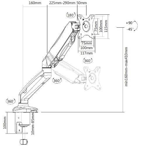 Equip 13"-27" Interactive Monitor Desk Mount Bracket