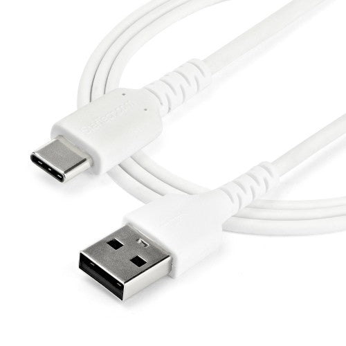 StarTech.com 2m USB A to USB C Charging Cable - Durable Fast Charge & Sync USB 2.0 to USB Type C Data Cord - Rugged TPE Jacket Aramid Fiber M/M 3A White - Samsung S10, iPad Pro, Pixel