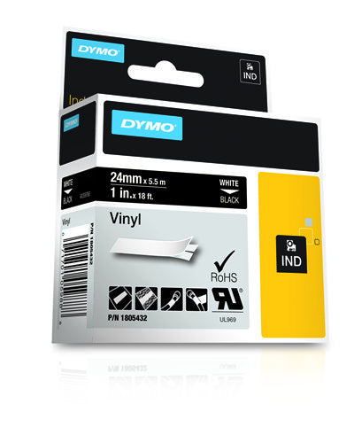 Dymo 1805432 Ribbon Vinyl white on black 24mmx5,5m for Dymo Rhino 6-24mm
