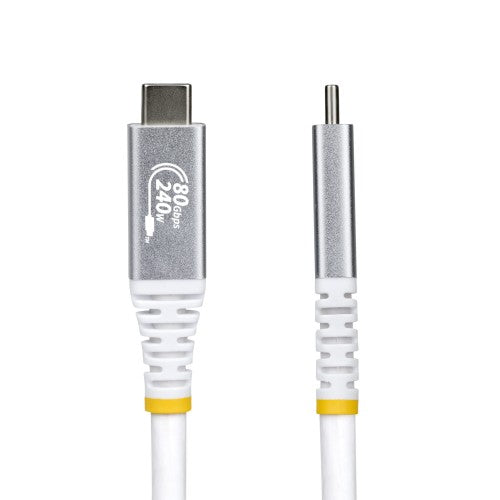 StarTech.com 1m (3ft) USB4 Cable, 80Gbps, USB-IF Certified USB-C Cable, 240W PD, 8K 120Hz/4K 240Hz DP2.1 DP80, TPE Jacket, Thunderbolt 4 Compatible - White USB-C Cord