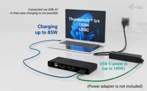 i-tec Universal Dual 4K Display Docking Station + Power Delivery 85W