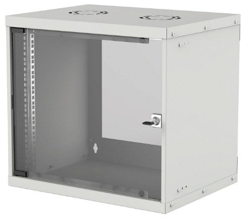 Intellinet 19" Network Cabinet - Wall Mount (Basic), 9U, 560mm Deep, Grey, Flatpack, Max 50kg, Usable Depth 500mm, Glass Door, 19" Rack, Parts for wall installation (eg screws and rawl plugs) not included