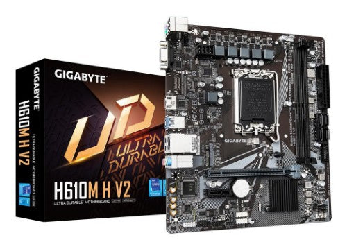 GIGABYTE H610M H V2 Motherboard - Supports Intel Core 14th CPUs, 4+1+1 Hybrid Digital VRM, up to 5600MHz DDR5, 1xPCIe 3.0 M.2, GbE LAN, USB 3.2 Gen 1