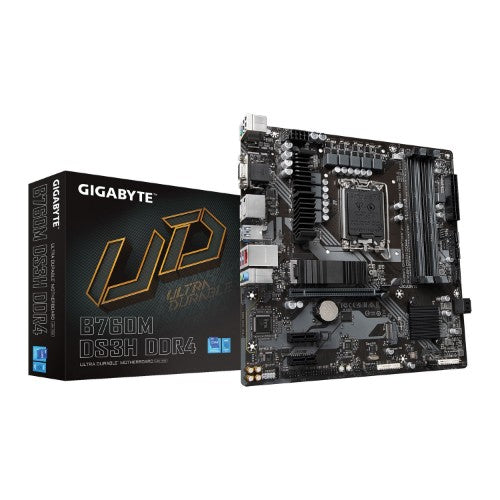 GIGABYTE B760M DS3H DDR4 Motherboard - Supports Intel Core 14th Gen CPUs, 6+2+1 Phases Digital VRM, up to 5333MHz DDR4 (OC), 2xPCIe 4.0 M.2, 2.5GbE LAN, USB 3.2 Gen2