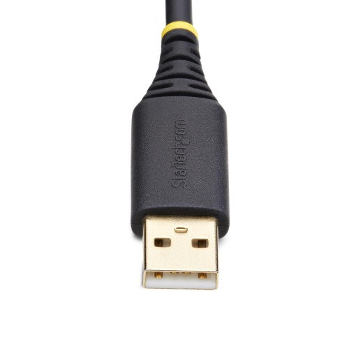 StarTech.com 1ft (30cm) USB to Null Modem Serial Adapter Cable, COM Retention, FTDI, USB-A to DB9 RS232, Interchangeable DB9 Nuts/Screws, Windows/macOS/Linux