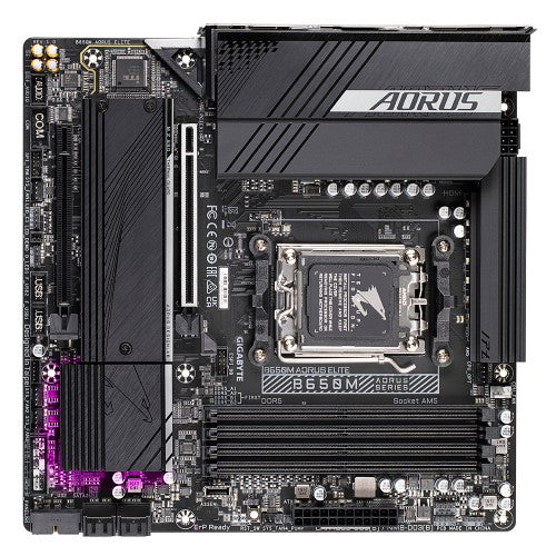 GIGABYTE B650M AORUS ELITE Motherboard - AMD Ryzen 9000 CPUs, 12+2+2 Phases VRM, up to 8000MHz DDR5, 1xPCIe 5.0 + 1xPCIe 4.0 M.2, 2.5GbE LAN, USB 3.2 Gen 2x2