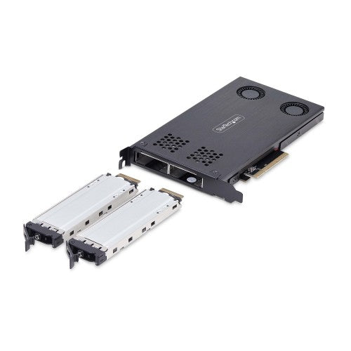 StarTech.com Dual-Bay M.2 NVMe SSD to PCIe x8 Removable Mobile Rack; Bifurcation Required; Tool-less Installation, PCIe Backplane w/Two Hot-Swap Drive Bays