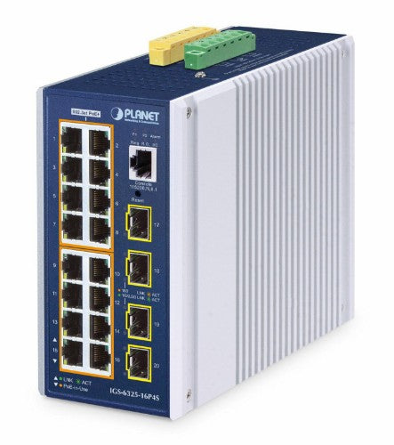 PLANET IGS-6325-16P4S network switch Managed L3 Gigabit Ethernet (10/100/1000) Power over Ethernet (PoE) Aluminium, Blue