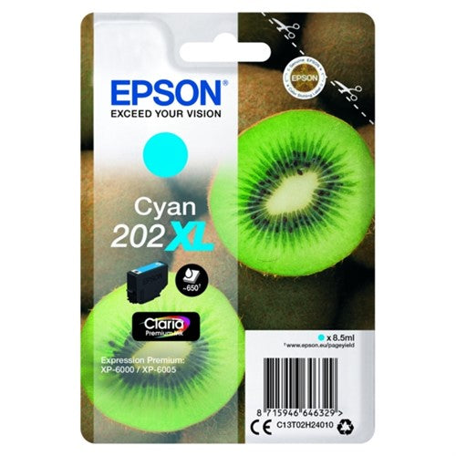 Epson C13T02H24010/202XL Ink cartridge cyan high-capacity, 650 pages 8,5ml for Epson XP 6000