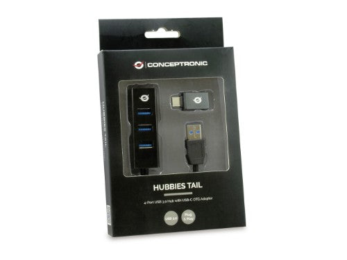 Conceptronic HUBBIES 4-Port USB 3.0 Hub with USB-C OTG Adapter
