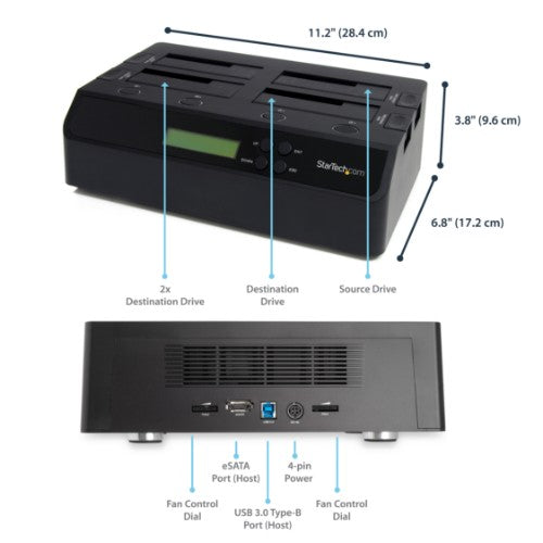 StarTech.com 4 Bay USB 3.0 eSATA to SATA Standalone 1:3 HDD Hard Drive Duplicator Dock