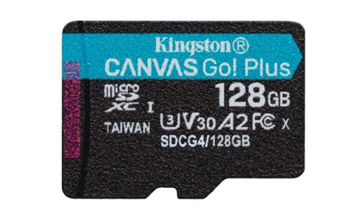 Kingston Technology 128GB microSDXC Canvas Go Plus Gen4 200MB/s A2 U3 V30 Card + Adapter