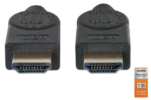 Manhattan HDMI 4K@60Hz Cable with Ethernet, 3m, Certified, Suitable for ALL 4K & 1080p/HD uses - when upgrading now or have it ready for when you need it, Male to Male, Black, Ultra HD 4k x 2k, Lifetime Warranty, Premium High Speed, Equivalent to HDMM3MP