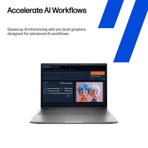 HP Zbook X G1i 16 inch Mobile Workstation PC Wolf Pro Security Edition - Data Science Intel Core Ultra 7 265HX 40.6 cm (16") WQUXGA 64 GB DDR5-SDRAM 1 TB SSD NVIDIA RTX PRO 2000 Blackwell Wi-Fi 7 (802.11be) Windows 11 Pro AI Workstation, AI PC Silver