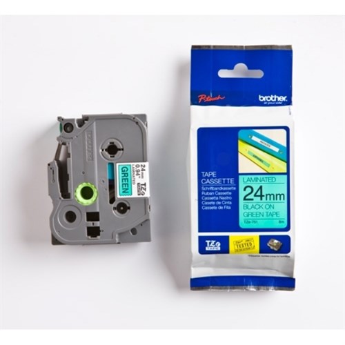 Brother TZE-751 DirectLabel black on green Laminat 24mm x 8m for Brother P-Touch TZ 3.5-24mm/HSE/36mm/6-24mm/6-36mm