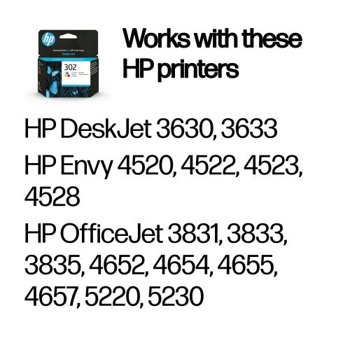 HP F6U65AE/302 Printhead cartridge color, 150 pages ISO/IEC 24711 4ml for HP DeskJet 1110/2130/OfficeJet 5200