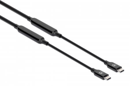 Manhattan USB-C to USB-C Cable, 5m, Active, Male to Male, Black, 10 Gbps (USB 3.2 Gen2 aka USB 3.1), 3A (fast charging), SuperSpeed+ USB, Lifetime Warranty