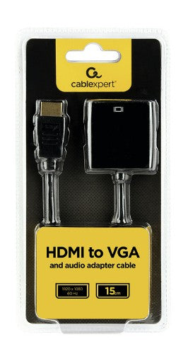 Gembird A-HDMI-VGA-03 video cable adapter 0.15 m HDMI Type A (Standard) VGA (D-Sub) Black