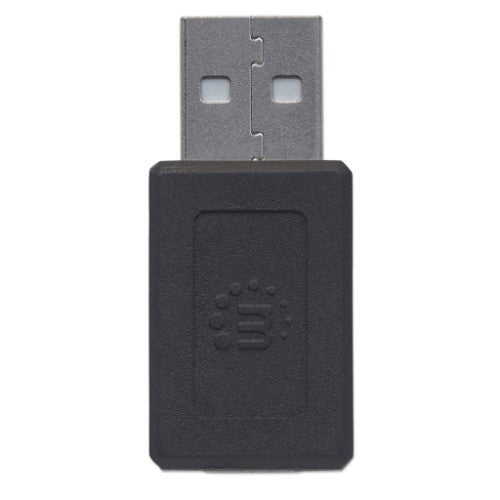 Manhattan USB-C to USB-A Adapter, Female to Male, 480 Mbps (USB 2.0), Hi-Speed USB, Black, Lifetime Warranty