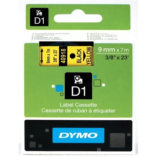 Dymo 40918/S0720730 DirectLabel-etikettes black on yellow 9mm x 7m for Dymo D1 6-12mm/19mm/24mm/9-12mm/9-19mm