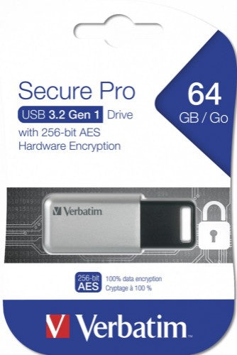 Verbatim Secure Pro - USB 3.0 Drive 64 GB - Silver