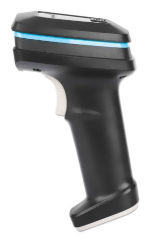 Manhattan Wireless 2D Handheld Barcode Scanner, 250mm Scan Depth, up to 80m effective range (line of sight), Max Ambient Light 100,000 lux (sunlight), Black, Charging cable (USB-A to USB-C into device) 1m included, Three Year Warranty