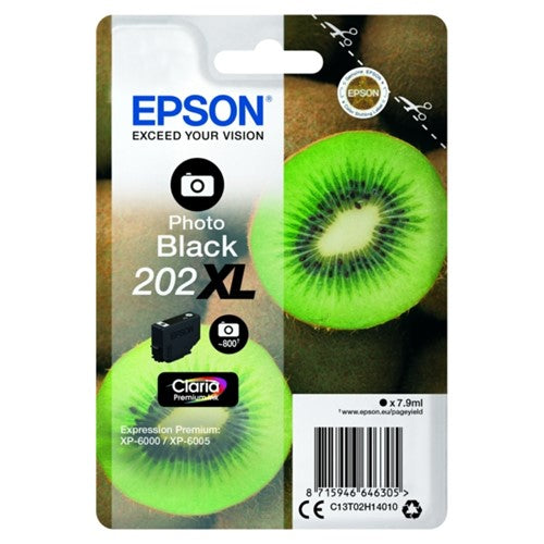 Epson C13T02H14010/202XL Ink cartridge foto black high-capacity, 800 pages 800 Photos 7,9ml for Epson XP 6000