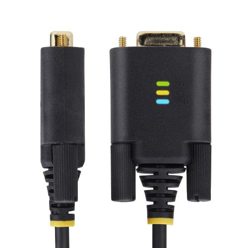 StarTech.com 10ft (3m) USB to Null Modem Serial Adapter Cable, Interchangeable DB9 Screws/Nuts, COM Retention, USB-A to RS232, FTDI, Level-4 ESD Protection, Windows/macOS/ChromeOS/Linux - Rugged TPE Construction