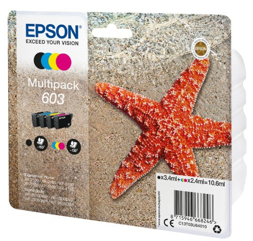 Epson C13T03U64010/603 Ink cartridge multi pack Bk,C,M,Y 3,4ml + 3x2,4ml Pack=4 for Epson XP 2100