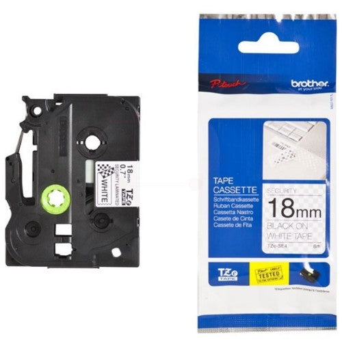 Brother TZE-SE4 DirectLabel black on white Laminat 18mm x 8m for Brother P-Touch TZ 3.5-12mm/18mm/6-18mm/6-24mm/6-36mm