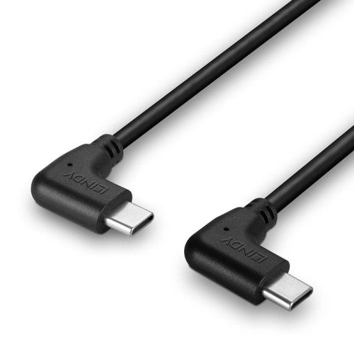 Lindy 0.5m USB 2.0 Right-Angled USB-C to Right-Angled USB-C Cable