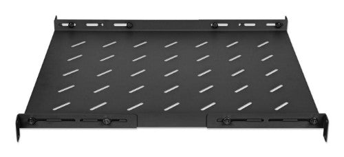 Intellinet 19" Fixed Shelf (adjustable), 1U, 550mm shelf depth, 550 to 750mm adjustable rail depth, Max 20kg, Black, Lifetime warranty