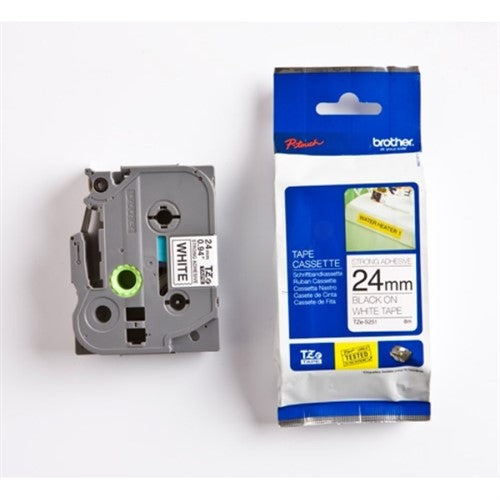 Brother TZE-S251 DirectLabel black on white extra strong Laminat 24mm x 8m for Brother P-Touch TZ 3.5-24mm/HSE/36mm/6-24mm/6-36mm