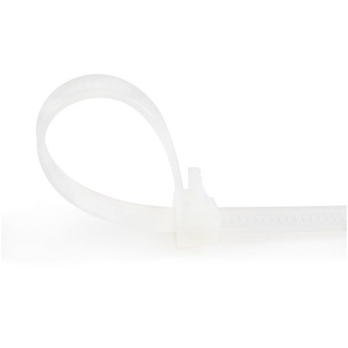 StarTech.com 10"(25cm) Reusable Cable Ties - 1/4"(7mm) wide, 2-1/2"(65mm) Bundle Dia. 50lb(22kg) Tensile Strength, Releasable Nylon Ties, Indoor/Outdoor, 94V-2/UL Listed, 100 Pack - White