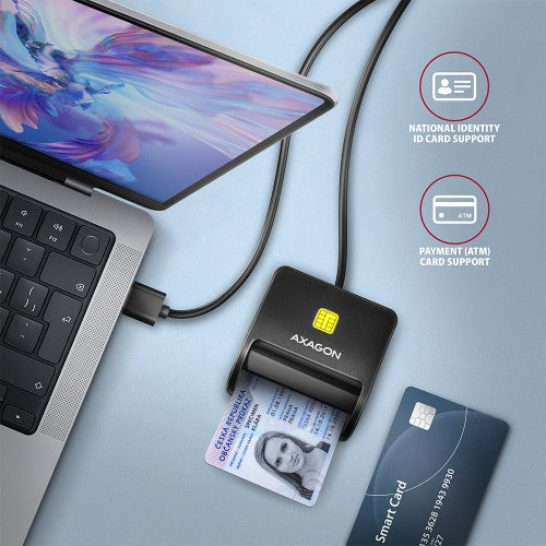 Axagon CRE-SM3N USB-A Smart card/ID card FlatReader